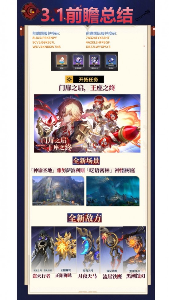 崩铁3.1前瞻兑换码